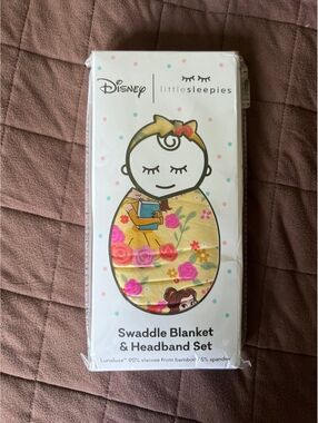Disney Beauty and the Beast Little sleepies Swaddle Blanket & Headband Set